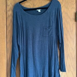 Women's Navy Long Sleeve Top